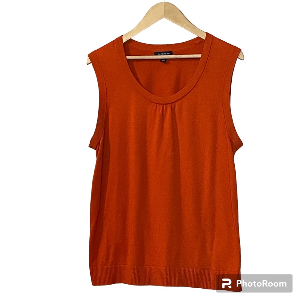 Land’s End orange sweater tank/ blouse. Round neck with gathering. Women’s XL